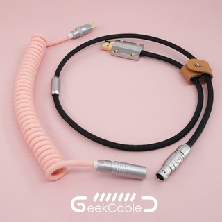 Geekcable USB Coil Handmade Keyboard Cable | Pink and Black