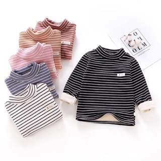 พร้อมส่ง🎉🎉  size.100-160 เสื้อกันหนาวบุขน มีแถบลาย