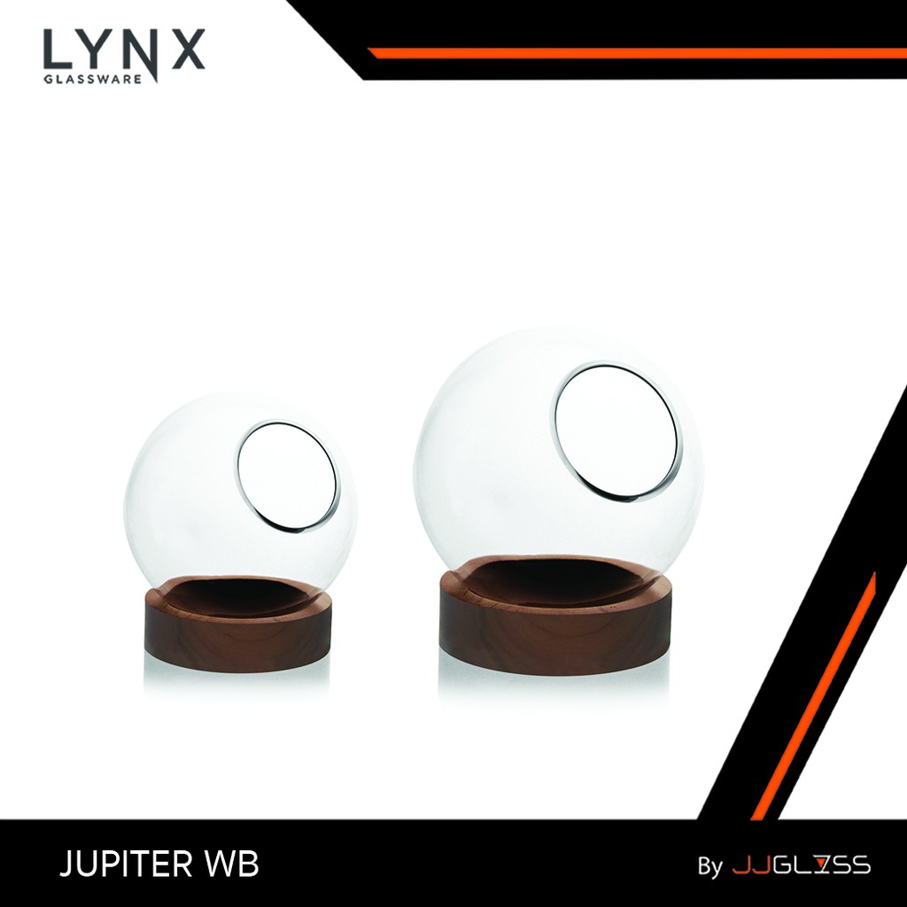 JJGLASS - (LYNX) JUPITER WB - โหลแก้วจัดสวน แฮนด์เมด แก้วใส ทรงกลม พร้อมฐานไม้ มี 2 ขนาด