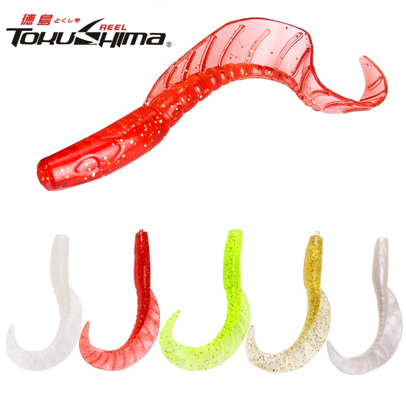 Tokushima ชุดเหยื่อตกปลา หางหยิก พลาสติกนิ่ม ขนาด 7 ซม. 2.9 กรัม