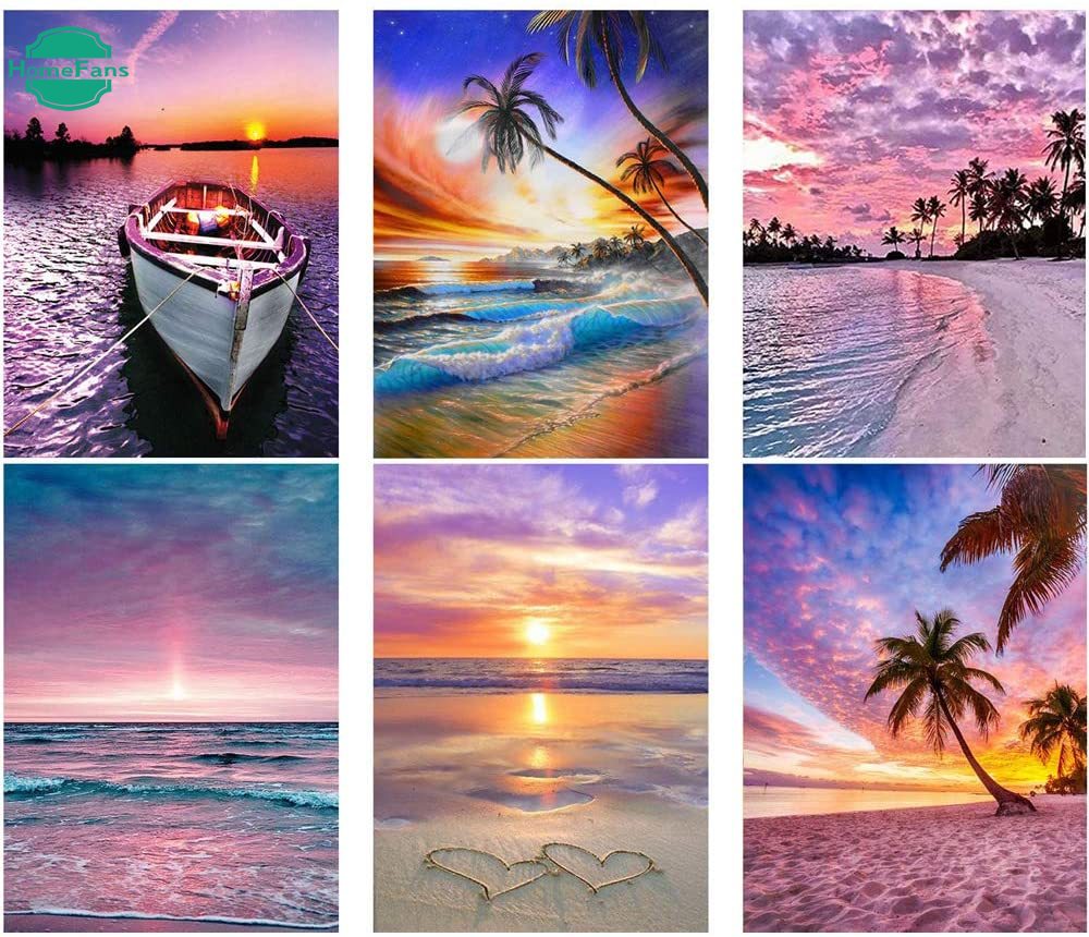 PL5D Full Diamond Diamond Painting Landscape Beach Home Decoration Painting