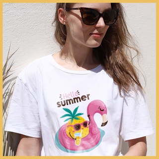 ค่าของเงินเสื้อยืด เที่ยวทะเล Summer Tshirt Unisex สีขาว ใส่ได้ทุกเพศ cotton100%S-3XL