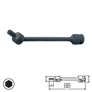 KOKEN #14147M ประแจหกเหลี่ยมลม ข้ออ่อน 1/2"-150-10mm.