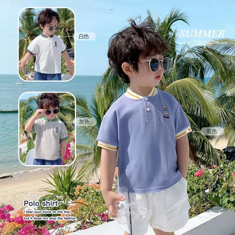 เสื้อโปโลแขนสั้น ขนาดเล็ก สําหรับเด็กผู้ชาย