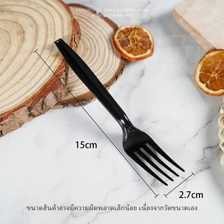 ช้อน,ส้อม สีดำ/สีขาว/สีใส (100อัน) อุปกรณ์บนโต๊ะอาหาร ช้อนพลาสติก ส้อมพลาสติก