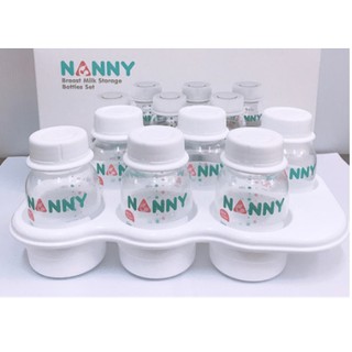 Nanny ขวดเก็บน้ำนม/ขวดสต๊อกน้ำนมแม่ 4 ออนซ์ แพ็ค 6 ขวด พร้อมถาด N2202