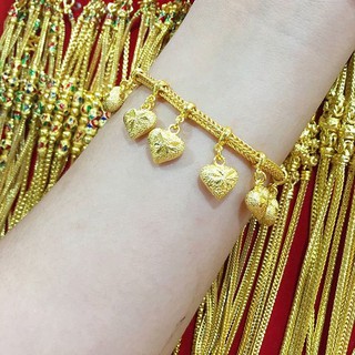 สร้อยข้อมือหัวใจ​หุ้มทองคำแท้ 5 ไมครอน