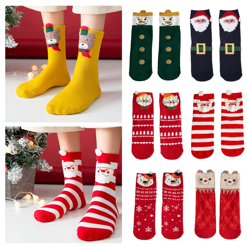 Zuo ผู้หญิงคริสต์มาส 3D การ์ตูนสัตว์ Santa Crew ถุงเท้าสไตล์ญี่ปุ่นตลกกลางลูกวัวหลอด Hosiery คริสต์ม