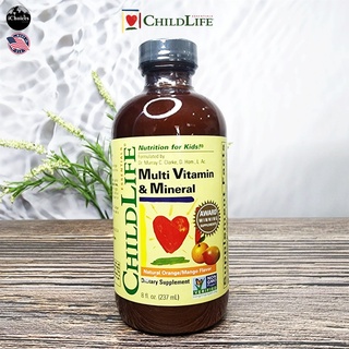 [ChildLife] Essentials Multi Vitamin &amp; Mineral for Kids, Natural Orange/Mango 237 ml วิตามินรวมและแร่ธาตุ แบบน้ำ