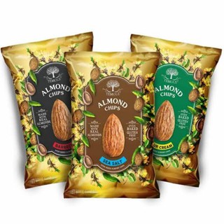 ทีโมล อัลมอนด์อบกรอบแผ่น รสเค็ม, บาร์บีคิว, ซาวครีม Temole Almond Chips 40g.