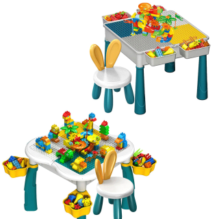 พร้อมส่ง TinyLion โต๊ะตัวต่อ โต๊ะตัวต่อเด็ก ของเล่นตัวต่อ โต๊ะ+เก้าอี้+ตัวต่อ105ชิ้น (2รุ่น) เสริมพัฒนาการเด็ก