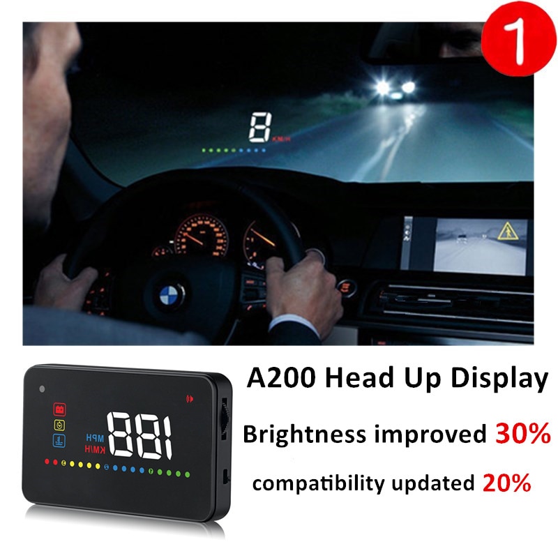 A200 HUD OBD2 head up จอแสดงผลรถ universal speedometer OBD2 อุณหภูมิน้ําฉายบนกระจกหน้ารถสําหรับรถยนต