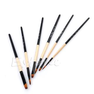 ❀COLO 6 Pcs/Set Flat Nylon Hair Paint Brush Gouache Acrylic Oil Painting Art Craft