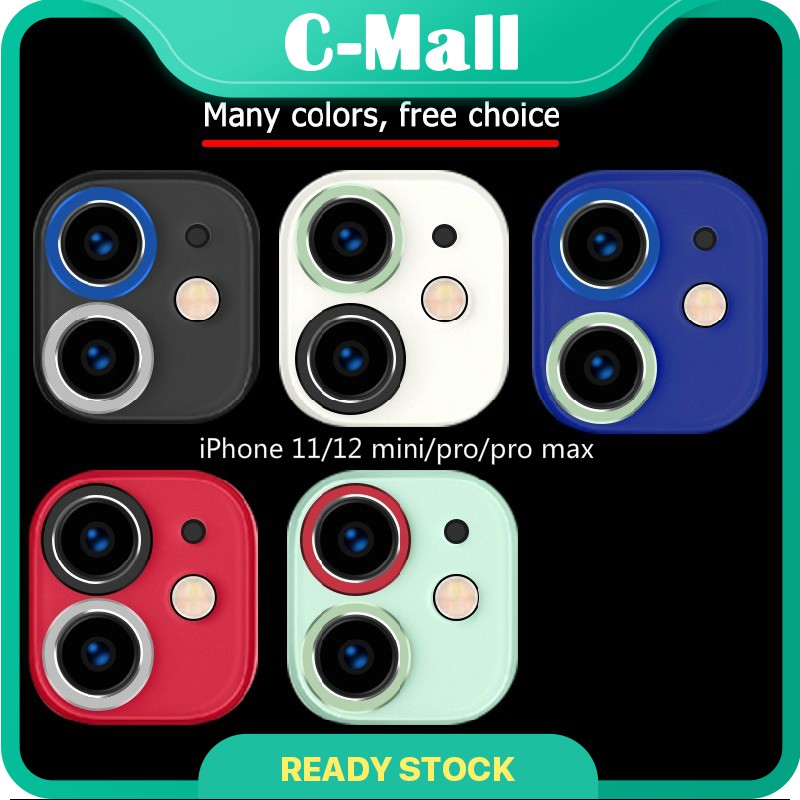 C-MALL ฟิล์มเลนส์กล้องสําหรับ iPhone 11/12 Mini Pro max ฟิล์มกล้องฟิล์มกระจกนิรภัยด้านหลังกล้องเลนส์