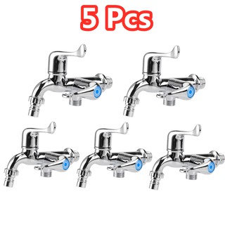 ABS Washing Machine Faucet Sink Basin Water Tap with Double Spout&amp;Handle G1/2 Tail HandleLS-011