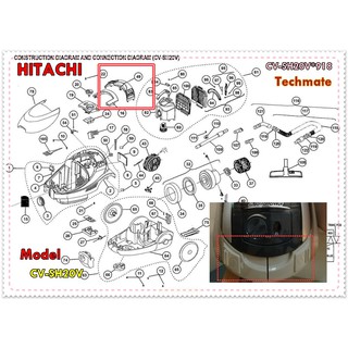 อะไหล่ของแท้/ปุ่มสวิตย์เปิดเครื่องเครื่องดูดฝุ่นฮิตาชิ/HITACHI/CV-SH20V*918