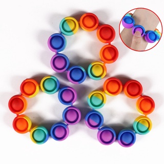 ของเล่น Pop Fidget Bracelet Reliver สีรุ้งสําหรับเด็กผู้ใหญ่เล่นคลายเครียด