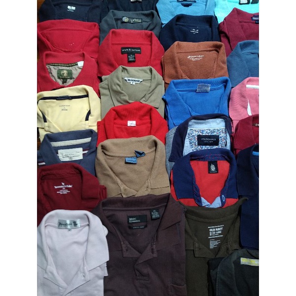 เสื้อคอปกมือสอง 5 แถม 1 10 แถม 2 เกรด B ไซส์ S, M, L, XL, 2XL (งานสุ่ม) มือสองUSA งานสีพื้น, คละลาย 