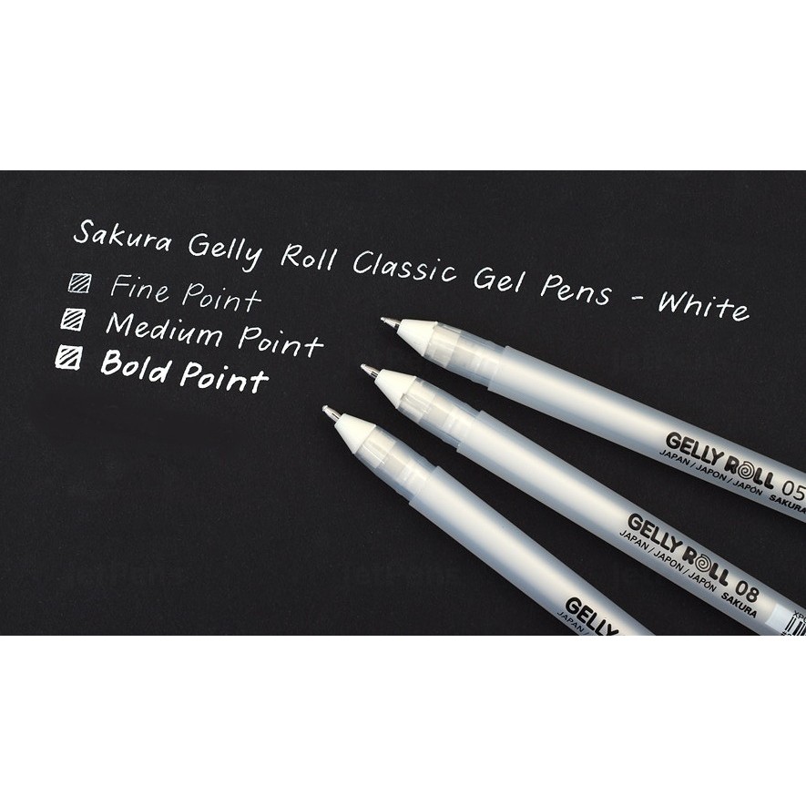 Sakura Gelly Roll White XPGB 50, 0.8 มม . / 0.5 มม . ปากกาเจลสีขาว