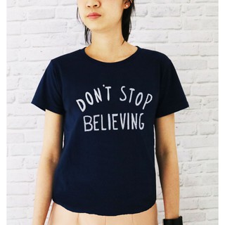 เสื้อยืดปักลูกปัด don t stop believing -ขนาดS