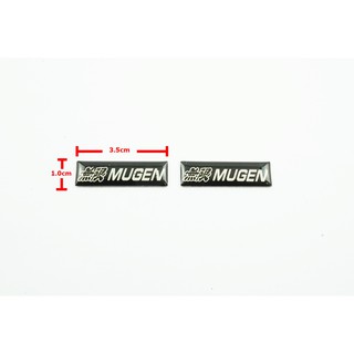 ป้ายโลโก้ เลซิ่น MUGEN ดำ/แดง ขนาด 3.5.X1.0 cm ติดตั้งด้วยเทปกาวสองหน้าด้านหลัง