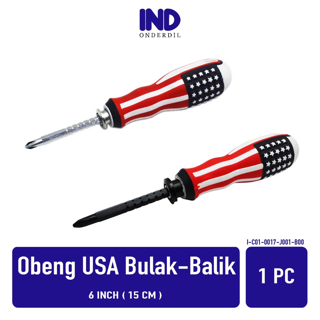 USA-American Flag ไขควง 2 ทางแม่เหล็ก Reversible-BB Reverse 6 Inch-15 Cm Plus Minus 2in1 2 in 1