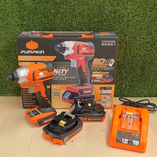 PUMPKIN สว่านไร้สาย สว่านไขควงกระแทกไร้สาย รุ่น 50261 Impact Driver 20V 1/4นิ้ว มอเตอร์ไร้แปรงถ่าน รุ่น INF-65ICBL