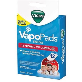 นำเข้า🇺🇸 แผ่น refill สำหรับใส่เครื่อง Vicks กลิ่น Soothing Menthol VapoPads, 12-Pack แผ่น