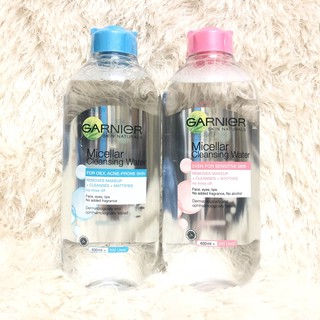 การ์นิเย่ ไมเซล่า , Garnier Micellar Cleansing water (สีชมพู) 400 ml. or PURE ACTIVE (สีฟ้า) 400 ml.