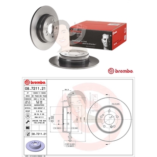 08 7211 21 จานเบรค ล้อ R (ยี่ห้อ BREMBO) รุ่น HC UV Benz W210, W203, C208 C209 CLK, R171 ปี1997-2003***ราคาต่อข้าง