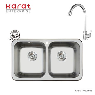 Karat Faucet ชุดอ่างซิงค์ ล้างจานสเตนเลส แบบ 2 (หลุมไม่ที่พัก) พร้อมก๊อกซิงค์  รุ่น KKS-01-020H-63