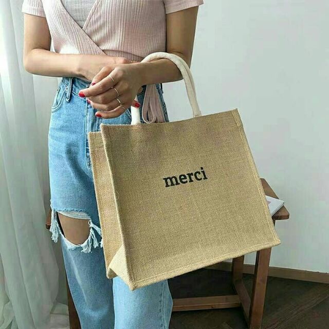 กระเป๋าผ้า Merci Camel bag