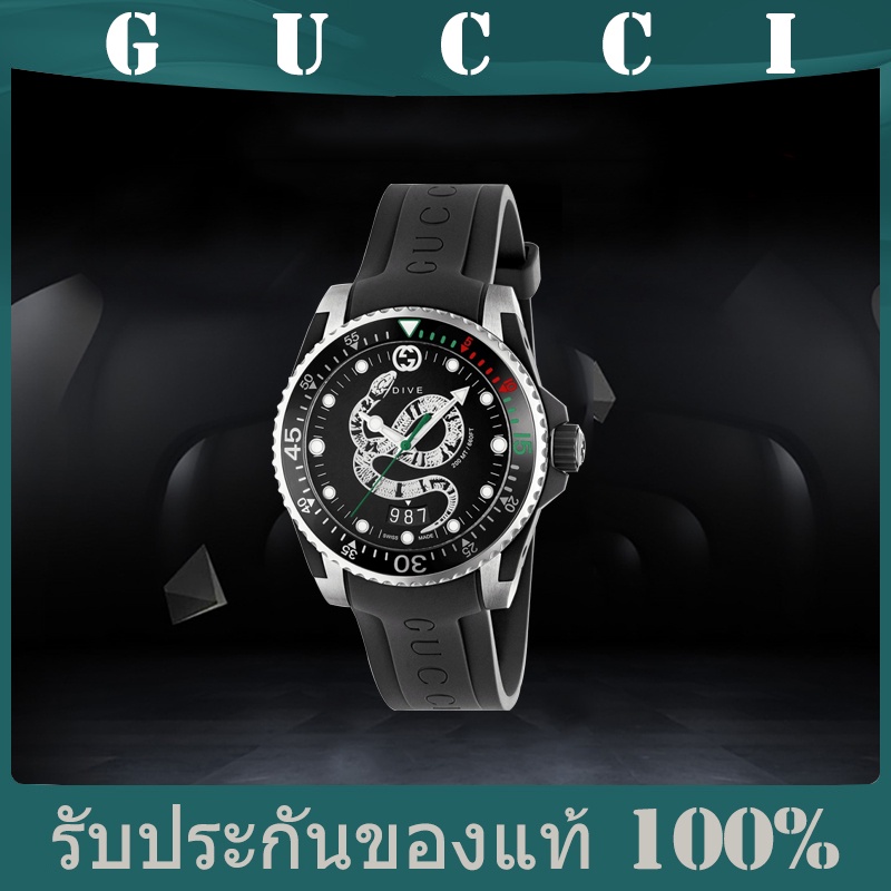 Gucci Dive Men's watch coral snake element ของแท้100%retro rubber men's mechanical watch  นาฬิกาข้อมือกลไก