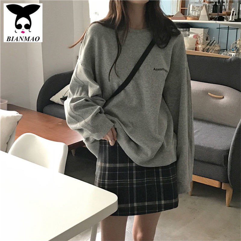 Cotton fat MM plus size casual hooded sweater girls loose Korean version of the autumn thin section 