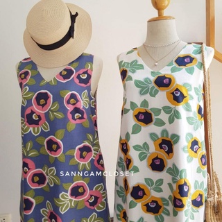 🎊พร้อมส่ง Linen dress ลายน่ารัก