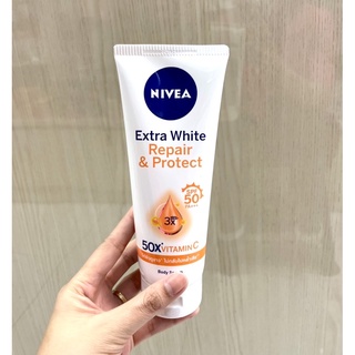 NiveaExtraWhiteRepair&amp;ProtectSerumSPF50pa+++เซรั่มนีเวียบำรุงผิวกายพร้อมปกป้องแดด ขนาด180มล