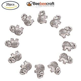 ลูกปัดอัลลอย รูปช้าง สไตล์ทิเบตโบราณ สีเงิน ขนาด 8.5x12x4 มม…