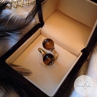 แหวนหินมงคลนำโชค พลอยตาเสือ (Tigers eye) หินตาที่สาม แฮนด์เมด ปรับขนาดได้ ฟรีไซต์ เพิ่มสิริมงคลให้ชีวิต