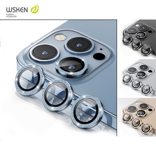 Wsken ฟิล์มกันรอยหน้าจอ เลนส์กล้อง โลหะผสม กันฝุ่น กันรอยขีดข่วน 6.7 นิ้ว สีทอง สําหรับ iPhone 13 Pro Max