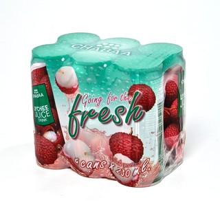 ชบา น้ำผลไม้ รสลิ้นจี่ 30% 230 มล. แพ็ค 6 กระป๋อง Chaba Fruit Lychee Fruit 30% 230ml. Pack of 6 cans.