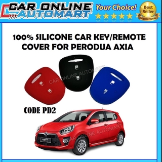 Perodua AXIA 2 ปุ่ม ซิลิโคน 100% ปลอกกุญแจรถ / ปลอกกุญแจรีโมท กันน้ํา ทนทาน รหัส: PD2