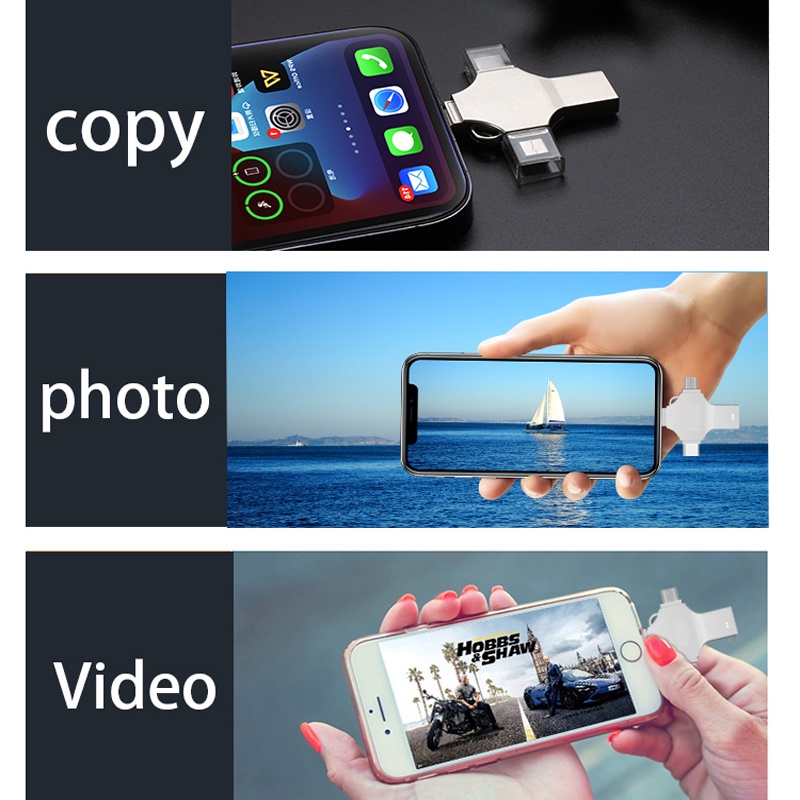 4 in 1 USB แฟลชไดรฟ์ Type C 512 กิกะไบต์ 128 กิกะไบต์ 64 กิกะไบต์ Pendrive USB มาร์ทโฟน micro USB otg Memory Stick สำหรับ iphone ios โทรศัพท์ ราคา ถูกที่สุด ดีลบีเคเค แกลเลอรีภาพที่ 2