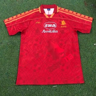 เสื้อกีฬาแขนสั้น ลายทีมชาติฟุตบอล Roma Home Jersey 95-96 S-XXL ชุดเหย้า AAA คุณภาพสูง