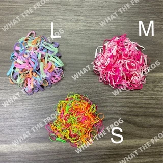ยางกระปุกเพชร 1 กป. ยางรัดผมแฟชั่น ยางรัดผม แบบใช้แล้วทิ้ง สีสันสดใส