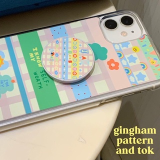 soqstuff Gingham pattern plastic case ✨เคสกากเพชรวิ้งๆ✨