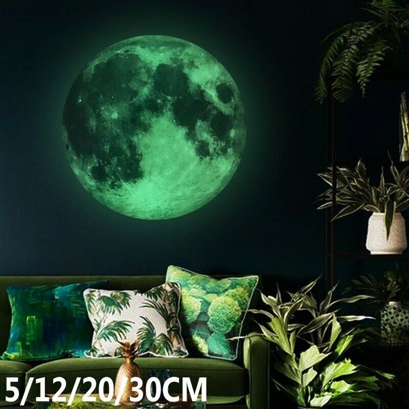 สติกเกอร์ติดผนัง ดวงจันทร์ส่องสว่าง 3D เรืองแสง สำหรับตกแต่งห้อง ขนาด 5/12/20/30 ซม.