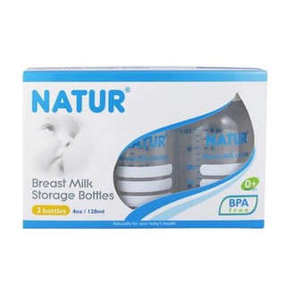 Natur Breast milk storage bottles 3 bottles 4 oz. ขวดเก็บน้ำนม 4 ออนซ์