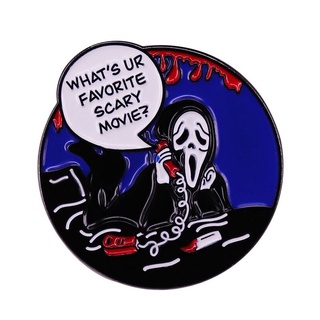 มีหนังน่ากลัวเรื่องอะไรบ้าง เข็มกลัด รูปหนังสยองขวัญ Scream Killer Call Ghost Face Enamel Pin Wes Craven Scream