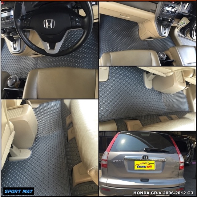 พรมปูพื้นรถยนต์ HONDA CRV-G3 ลายกระดุม 4 ชิ้น ยางEVA พื้นเรียบ+ตีนตุ๊กแก