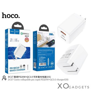 หัวชาร์จบ้าน หัวชาร์จ HOCO DC17 PD20W+Quick charger 3.0 ขาชาร์จพับได้ ชาร์ทบ้าน Charger หัวชาร์จ (รับประกัน1ปี )